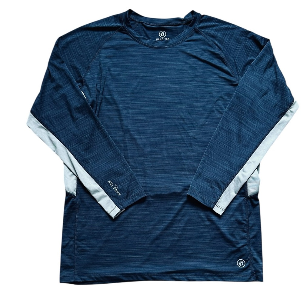 HANG TEN blue and gray long sleeved UV Protection casual swim surf shirt XL